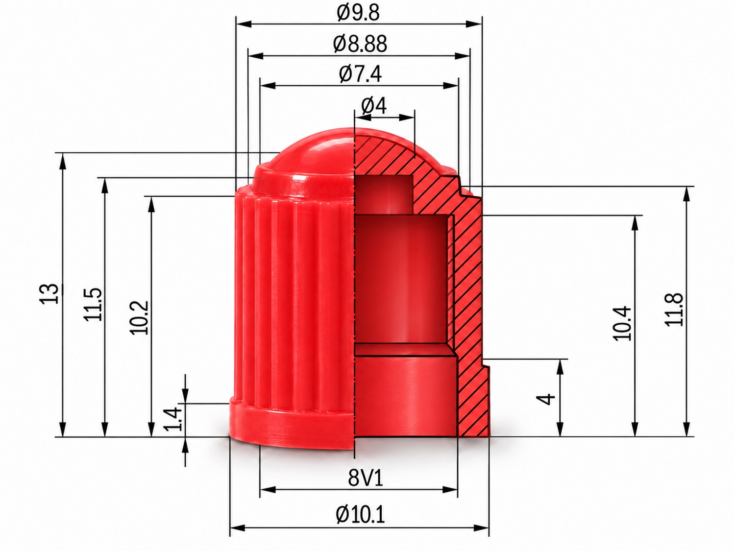 Ventilkappe KST-rot