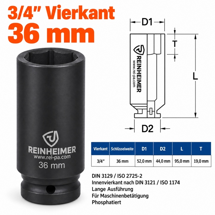 Kraftstecknuss 3/4*36L