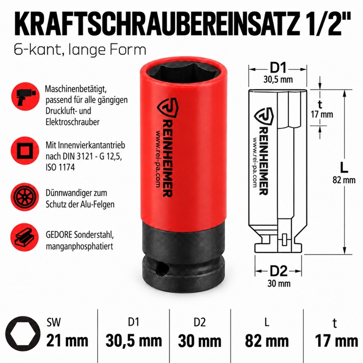 Kraftstecknuss 1/2*21-lng-KST-Hülse