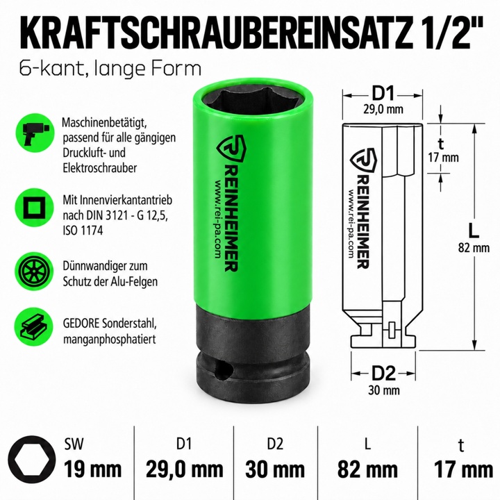 Kraftstecknuss 1/2*19-lng-KST-Hülse