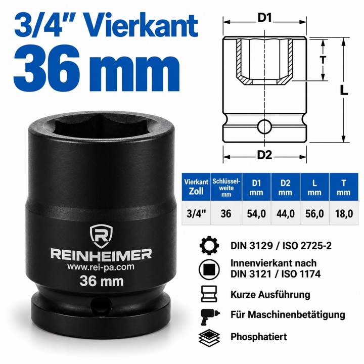 Kraftstecknuss 3/4*36k