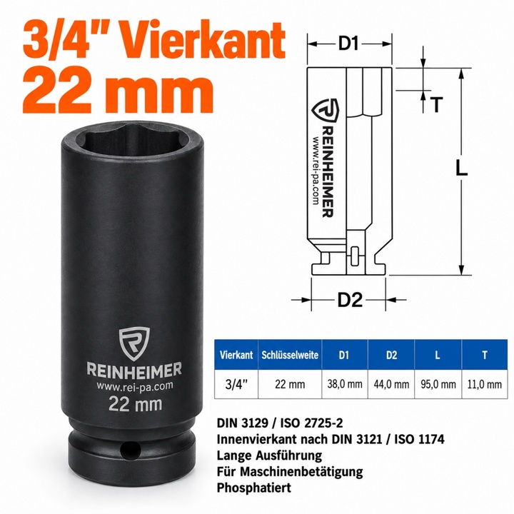 Kraftstecknuss 3/4*22L
