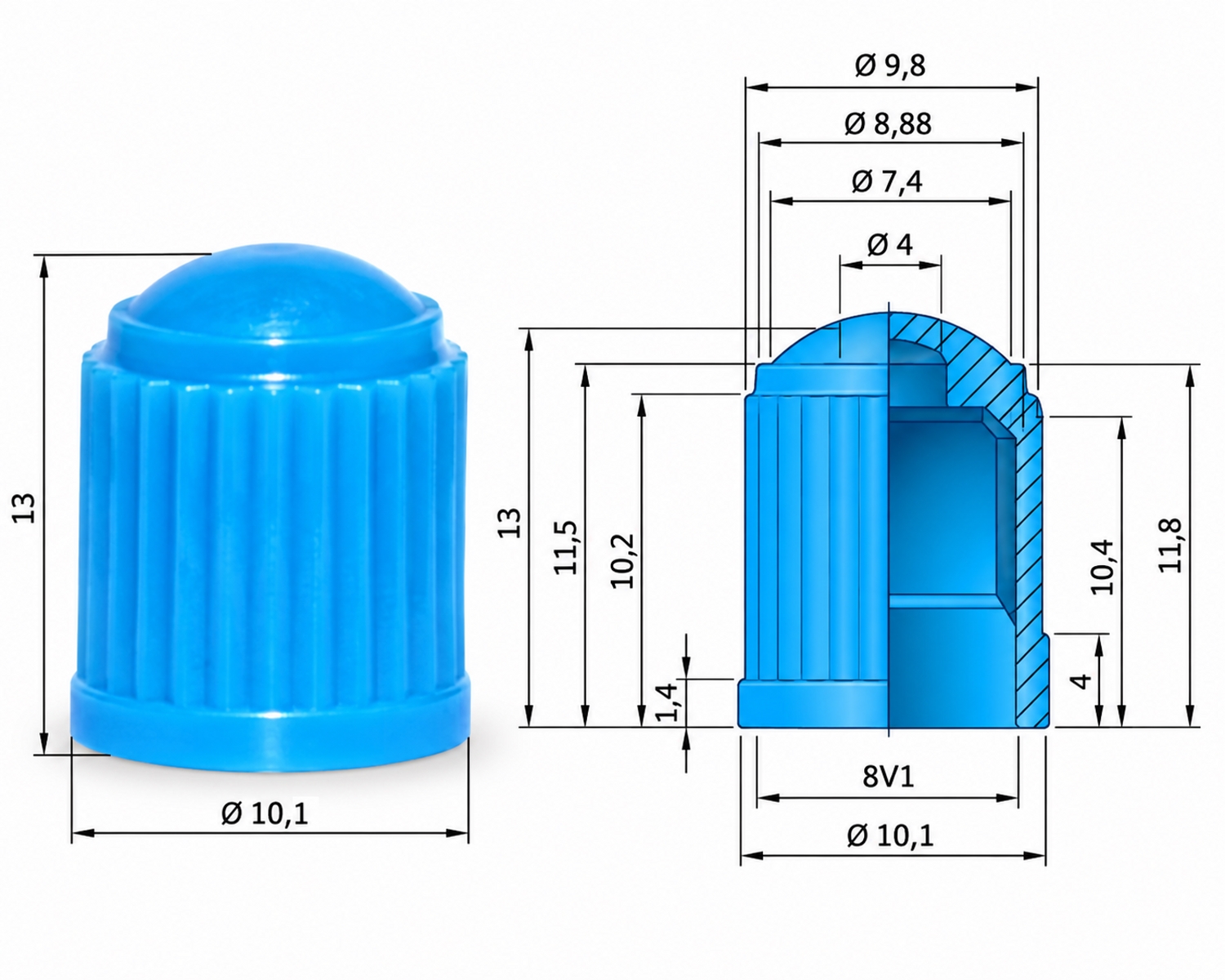 Ventilkappe KST-blau