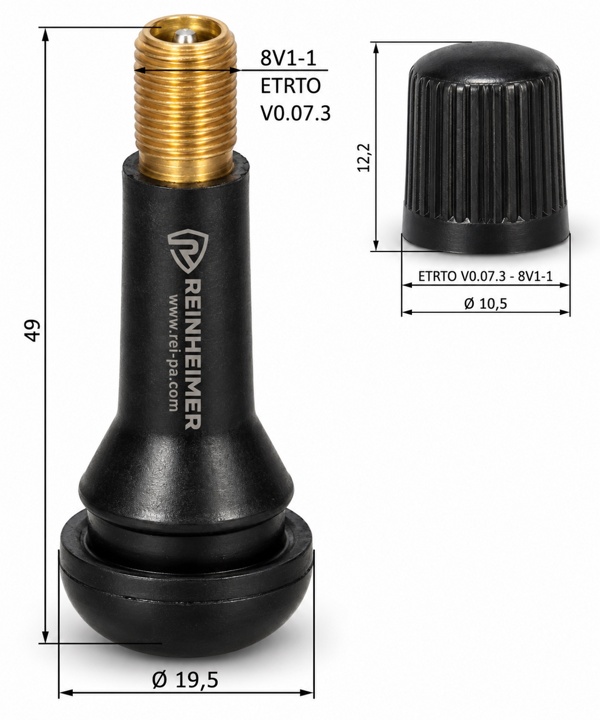 Gummiventil TR414/unmon/Kappe