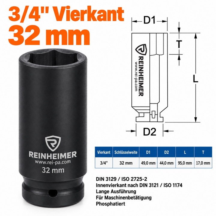 Kraftstecknuss 3/4*32L